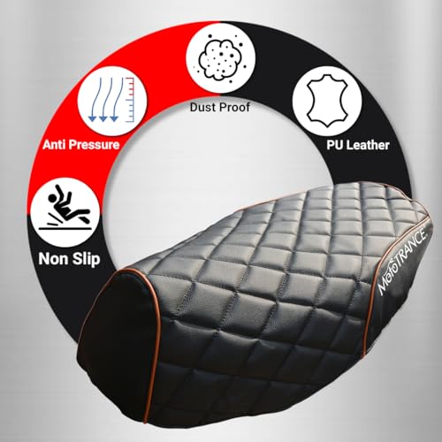 Image of Mototrance Black White | PU Leather Designer | Anti-Slip | Waterproof | Ergonomic Design | Custom Fit | Bike Scooty Seat Cover | MTSC-304-BLWH | Compatible with Honda Dio