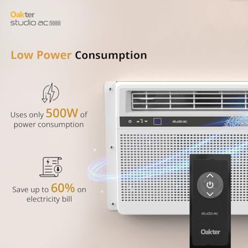 Image of Oakter 0.5 Ton Inverter Studio AC 5000 (2026 Model) 3 Star | 6 Amp Plug | Low Power Consumption | 50C Cooling | Surge Protection | Anti-Dust Filter | Ideal for 75 sq.ft Rooms