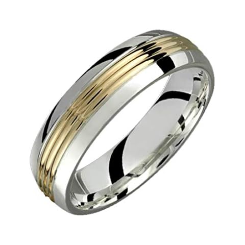 Alain Raphael 6 millimeters wide two-tone .925 sterling silver & 10K yellow gold wedding band Cover