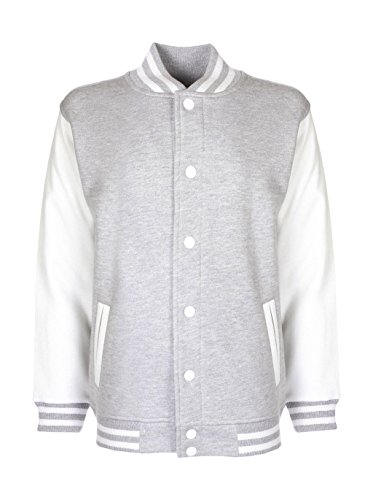 FDM Junior Varsity Jacket - Heather Grey/White