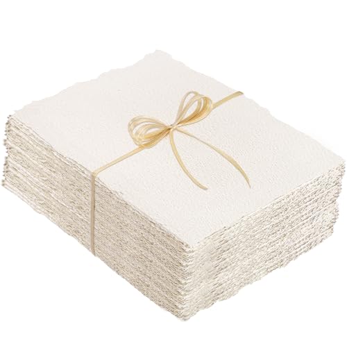 100 Sheets Watercolor Paper 5 x 7inch 300 GSM Deckled Edge Paper Rough/Textured Handmade Paper for Watercolors Wedding Invitations Cards Crafts