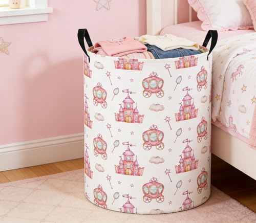 Image of Baby Laundry Basket Baby Nursery Hamper Kids Laundry Basket Toy Storage Bin for Boys Room Decor Gift Baskets for Bedroom Bathroom(Castle)