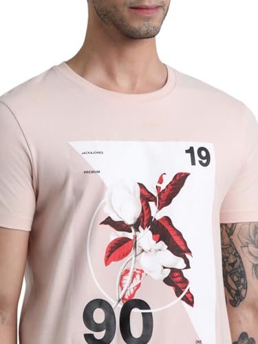 Image of Jack & Jones Men's Cotton Regular Fit Typography Printed T-Shirt