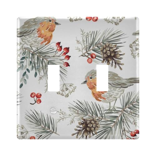 Robin Birds Pine Cones Light Switch Wall Plate 2-Gang