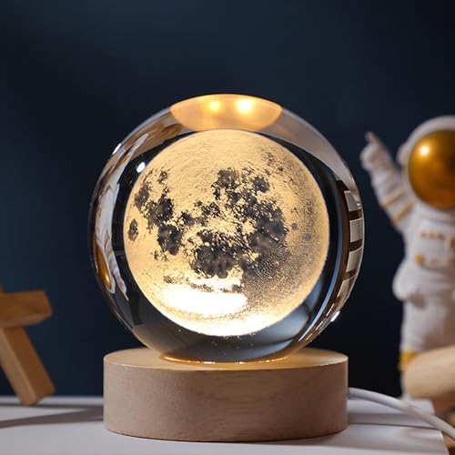 Sunwuun 3D Crystal Ball Night Light, USB Moon Planets Solar System Universe...