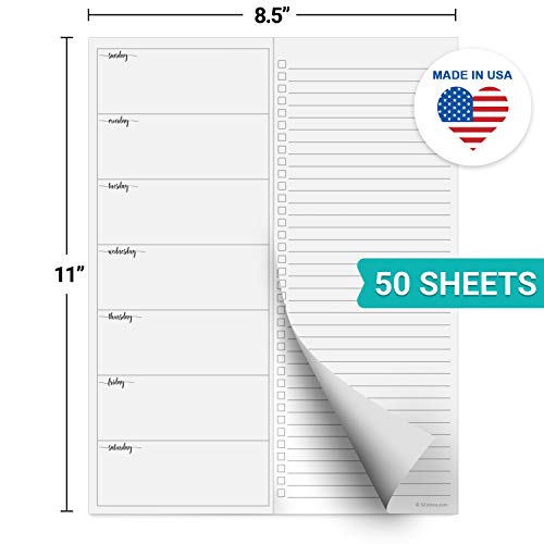 Image of 321Done Weekly Planner Notepad, 8.5x11 Inches, 50 Sheets, Sunday Start | Made in USA - Weekly Plan Pad with Tear-Off To Do Checklist Column, Undated Days of the Week, Thick Bright White Paper