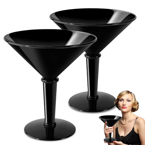 Unbreakable Giant Martini Glasses set of 2, 48 oz Plastic Cocktail Glasses, Jumbo, Reusable, BPA Free, Detachable, Perfect for Picnic, Beach & Patio Party, Appetizers, Birthday, Wedding and All Events