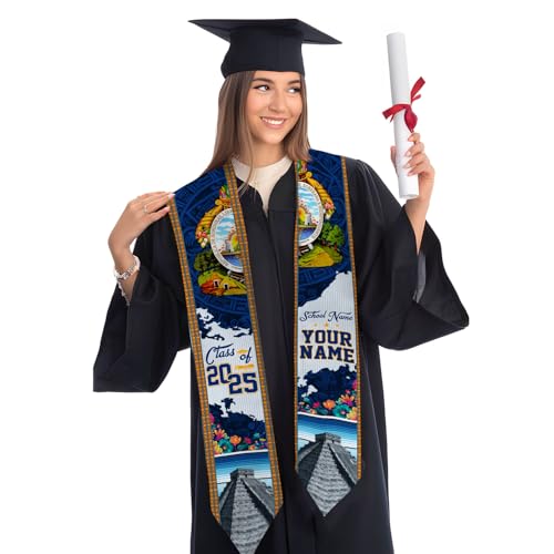 MonkeyVan Personalized Honduran Graduation Stole 2025, Honduras Flag Graduation Sash, Honduran American Flag Grad Stole 2025 Hdr 9