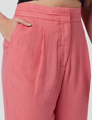 Image of Marks & Spencer Linen Mix Plain Comfort Fit Trousers