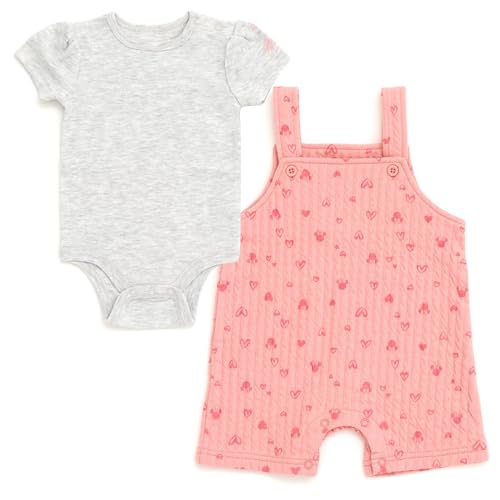 Disney Winnie the Pooh Mickey Mouse Minnie Mouse Baby Bodysuit and Short Overalls Outfit Set Newborn to Infant