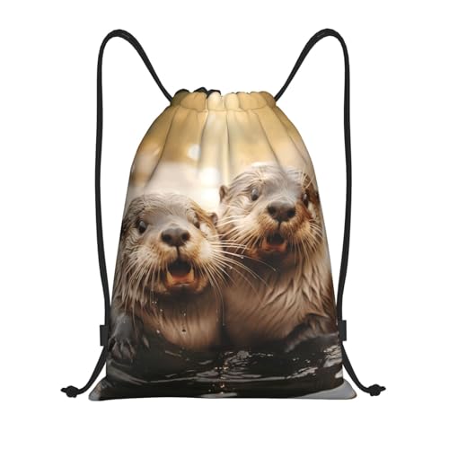 cute otter print Drawstring Bag Sack Gym Bag Ditty Bag for Gym Traveling, Hiking, Yoga, Shopping for Adult