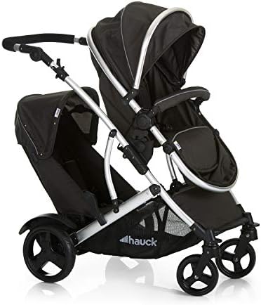 Hauck Tandem Double Buggy Duett 2, Double Stroller with Reversible Main Seat Convertible to Carrycot, Height Adjustable Handlebar, Sun Hood, Rain Cover, Foldable, Up to 36 kg, Black Forest (Pack of 1)