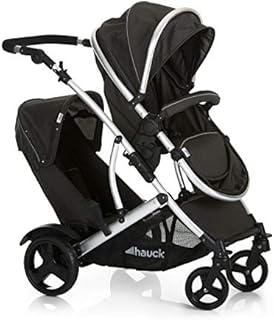 Hauck Tandem Double Buggy Duett 2, Double Stroller with Reversible Main Seat Convertible to Carrycot, Height Adjustable Handlebar, Sun Hood, Rain Cover, Foldable, Up to 36 kg, Black Forest (Pack of 1)