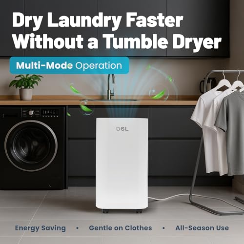 DSL 12L Electric Dehumidifier for Home - Bedroom Dehumidifier w/Digital Humidity Display, Sleep Mode, Laundry Drying, Drainage - Compact & Quiet, Energy-Efficient for Damp, Odour, Mould, Condensation - Image 3