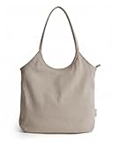 BAGSMRT Corduroy Tote Bag for Women with PU Leather Handles, Casual Shoulder Bag with Zipper Lightweight Everyday Handbag for Travel Work Beach Brown