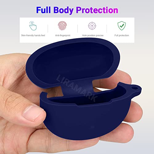 Image of KACA Protective Shockproof Silicone Cover Case with Buckle Compatible with Huawei Freebuds 4i (Midnight Blue)