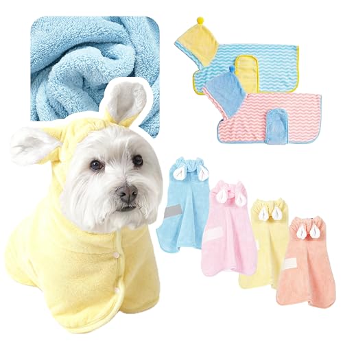 ペット用吸水バスタオル (イエロー,XSサイズ) 犬・猫用 柔らかい素材で毛を傷つけない 丈夫で長持ち プレゼントにも最適