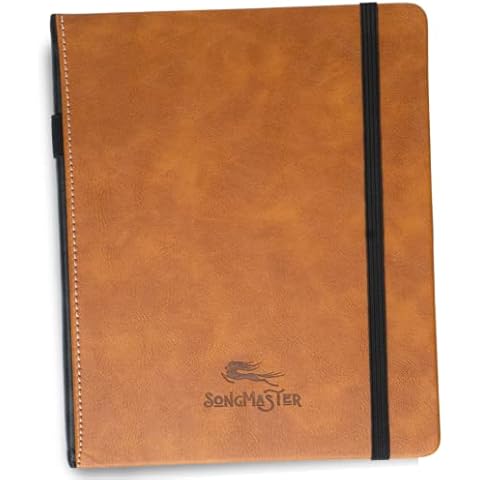 Songmaster Songwriting Journal 8.5x11 in • Crazy Horse Vegan Leather Music Notebook • 180 Page Hardcover Music Staff Paper Manuscript Paper Notebook Music Journal • 150 Free iVideosongs Lessons Cover