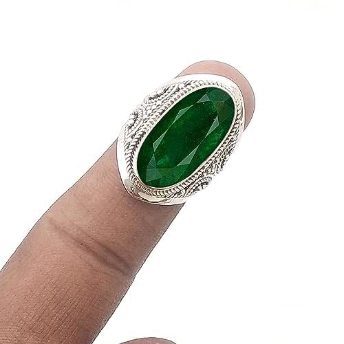 Fine Sterling Silver Ring For Women & Girls Emerald Ring