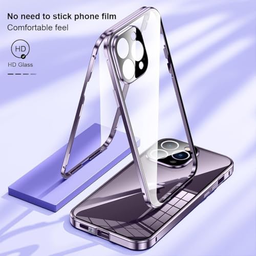 Coque iPhone 13 Pro Max métal or intégrale avec verre aimanté