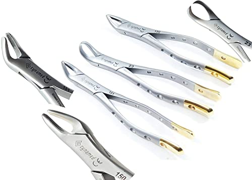 Premium Gold German Dental EXTRACTING Extraction Forceps # 150+151+23+88L+88R-Most Famous Set of 5 (CYNAMED)