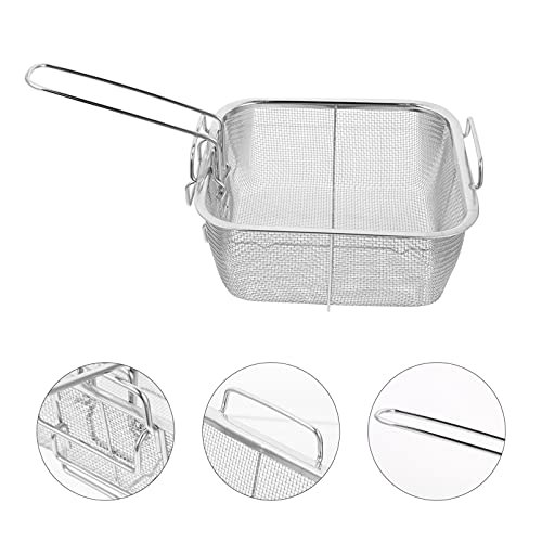 Cabilock Cesto de fritura profunda de aço inoxidável com alça para fritar cozinha, macarrão, espague