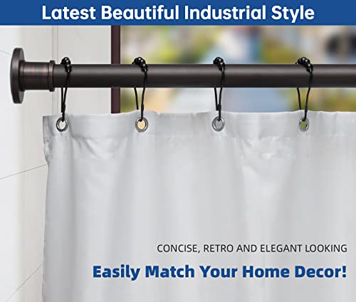 Image of BRIOFOX Industrial Shower Curtain Rod - Never Rust Non-Slip 43-72 Inch Stainless Steel, Retro Bronze