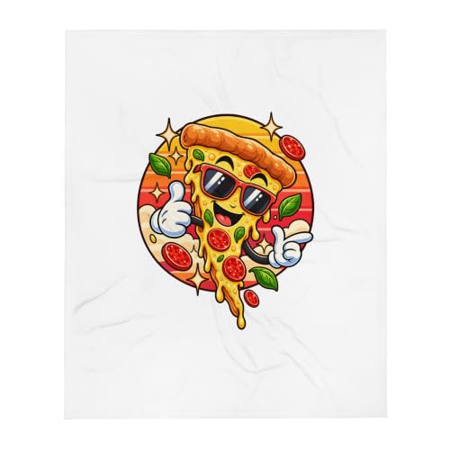 Funny Pizza Slice Pepperoni Italian Food for Kids Graphic Throw Blanket