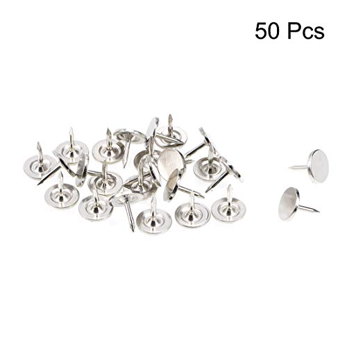 sourcing map 50Stk.Polsternagel 9,5mm x 10mm Flachkopf Möbelnägel Pins Silber