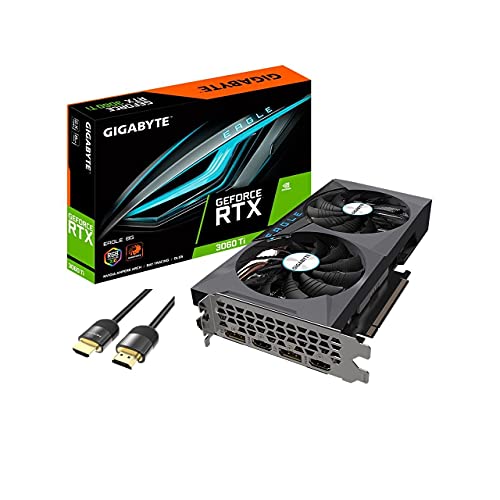 GIGABYTE Eagle GeForce RTX 3060 Ti Rev2.0 Graphics Card 8GB GDDR6 PCI Express 4.0 x16, LHR, WINDFORCE 2X Cooling RGB Fusion 2.0, 2X HDMI 2X DisplayPort w/ Mytrix_ HDMI 2.1 Cable(4k@120Hz/8K@60Hz)