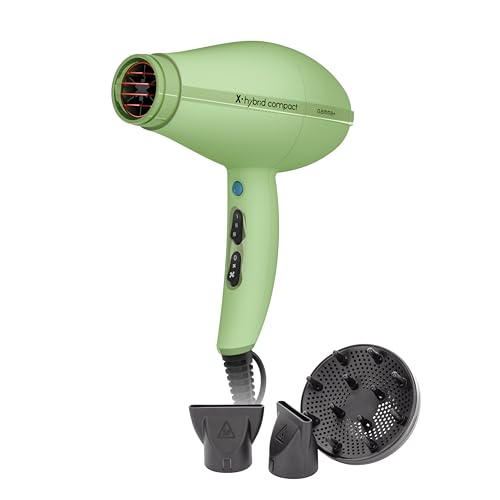 GAMMA+ Asciugacapelli Professionale X-Hybrid Compact, Phon per Capelli Leggero e Compatto, Tecnologia Ionica, Griglia Rivestita in Tormalina, 1800-2100W (Verde Matcha)