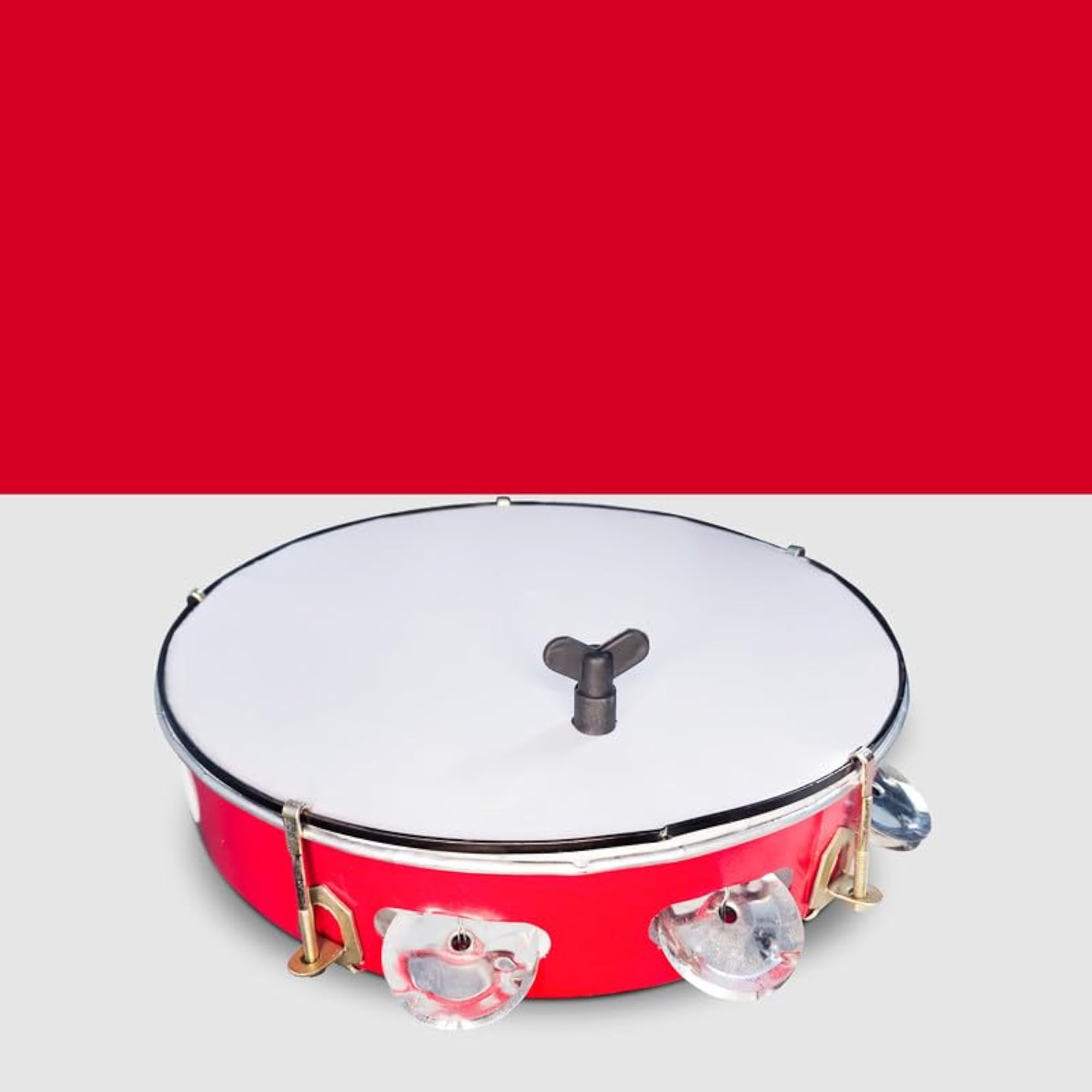 Durable Red Tambourine for Bhajan & Kirtan
