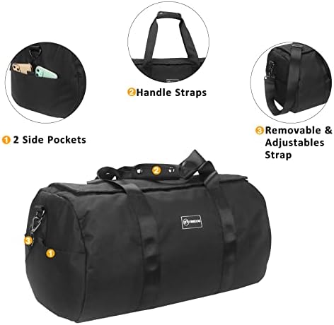 FIREDOG Large Duffel Bag with Lock, Smell Proof Duffel Bag for Travel Carry-on Bag Men and Women, Black/34.0L 3 FIREDOG Large Duffel Bag with Lock, Smell Proof Duffel Bag for Travel Carry-on Bag Men and Women, Black/34.0L