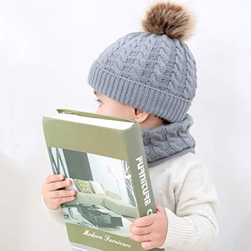 Yinuoday 2PCS Toddler Baby Knit Hat Scarf Winter Warm Beanie Cap with Circle Loop Scarf Neckwarmer