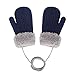 Bébé Bambin Gants Tricoté Hiver Moufles Magique Epais Chaud Doublure Polaire Thermique Mitaines Moelleuses Isolées Neige Temps Froid avec Ficelle Anti-perdue pour Garçons Filles 1-4Ans Cadeau de Noël