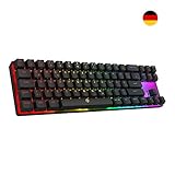 Pro Gaming Funktionen: 72 Tasten mit anpassbarer Beleuchtung, echtes N-Key Rollover beugt Tasten Ghosting vor. Hochwertige ABS-Tastenkappen mit einer speziellen Beschichtung und RGB-Hintergrundbeleuchtung.