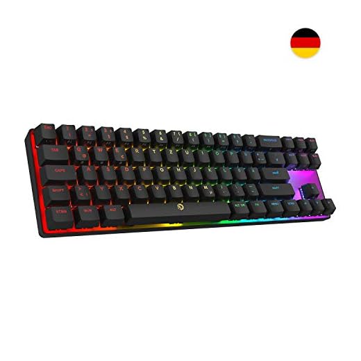 DREVO Calibur 72 tangenter RGB trådlöst mekaniskt tangentbord bakgrundsbelyst Bluetooth 4.0-DE layout (röd strömbrytare, svart)