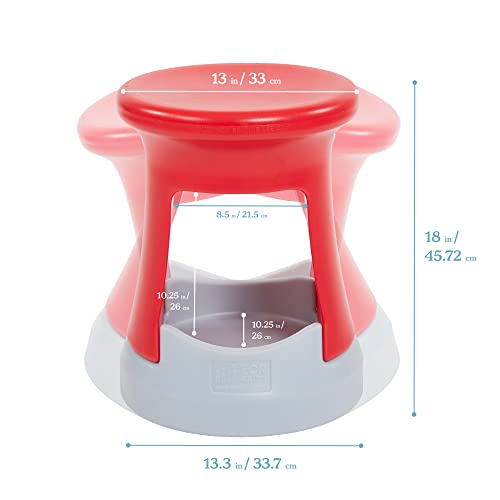 Image of ECR4Kids Active Storage Wobble Stool, 18in Seat Height, Childrens Furniture, Red /Light Grey