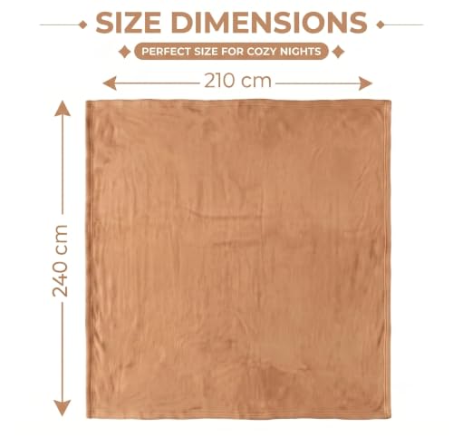 Image of HOMEKART 300 TC All Season Solid /Plain Lightweight Polar Fleece Double Bed Blanket (230 x 230 cm), Light Beige