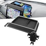 LIMSTYLE 三菱 デリカミニ 7型ナビに専用 ダッシュボードトレイ 収納トレイ DELICA MINI 純正7インチナビ用 車内収納ボックス 360度回転 スマホホルダー増設 小物入れ コイン入れ R5.5～現行 カスタムパーツ 内装アクセサリー 仕切り設計 耐高温 ABS樹脂製 滑り止め ゴムマット付き 車種専用 装着簡単 メーカー直営