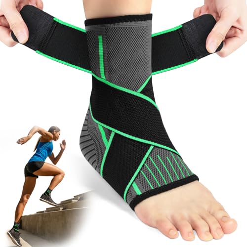 Fefod Soporte de Tobillo y Talón en Gel, 2 Par Tobillera con 4MM Almohadillas de Gel para Hombre y Mujer, Calcetines de Compresión de Tobillo para Recuperación de Lesiones y Alivia La Hinchazón