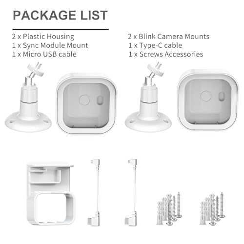 Image of Blink Outdoor Camera Mount, 2Pack Weatherproof Housing and 360 Degrees Adjustable Bracket for Blink 4 Camera /Outdoor 2K+, Sync Module Mount (White)