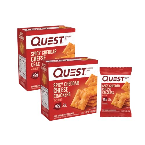 Quest Nutrition Cheese Crackers,Spicy Cheddar,10g of Protein,Low Carb,Made with Real Cheese,Protein Snack,4 Count (Pack of 2)