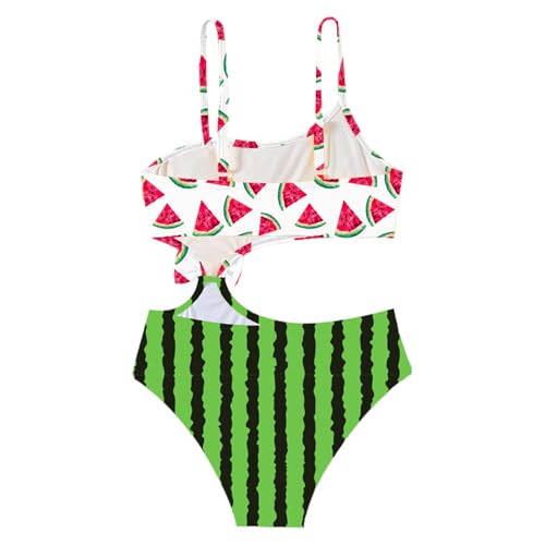 Kids Girls One Piece Summer Beach Swimsuit Tropical Graphic Sleeveless Cutout Spaghetti Straps Swimwear2