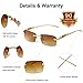 ADE WU Vintage Rimless Sunglasses Retro Rectangle Gold Metal Frameless Tint Lens 2000s Fashion Glasses (2 Pack: Clear & Brown)