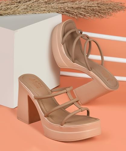 Image of JM LOOKS Modern Multi-Strap Platform Heeled Sandals with Sturdy Block Heel and Contemporary Square Toe Design
