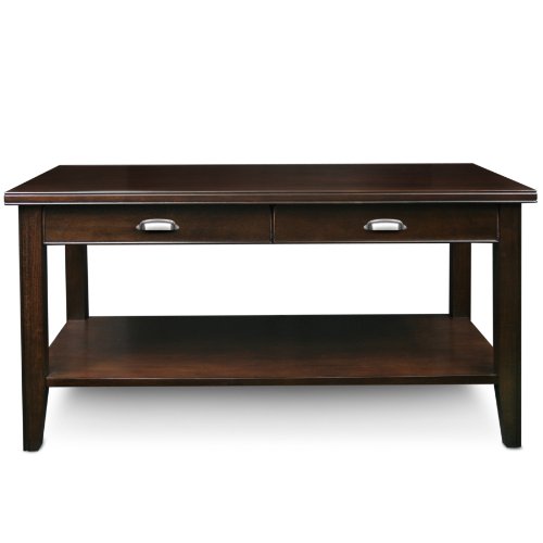 Image of Leick Home 10504 Laurent Two Drawer Coffee Table with Shelf, Chocolate Cherry