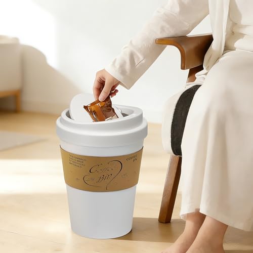 Caneca de basura blanca con tapa abatible 3.4 gal miniatura 4