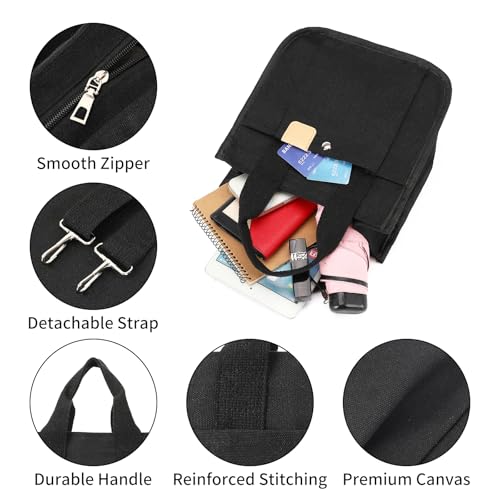Small Tote Bags for Women Canvas Tote Bag with Zipper miniatura 6