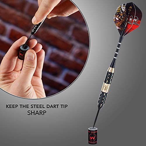 Whimlets Darts Metal Tip Set for Dart Board - The Zero Fail Professional Grade Dart Set with LaserLight Flight - 6 Pro Reinforced Steel Tip Darts Set, Shafts, Flights, Case, Sharpener, Tool